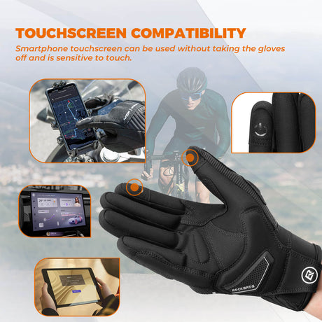 Lange fietshandschoenen met touchscreen en padding