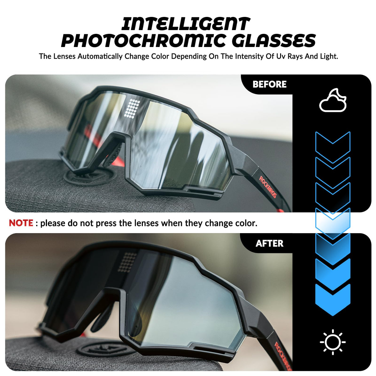 ROCKBROS intelligente fietsbril fotochromisch en gepolariseerd