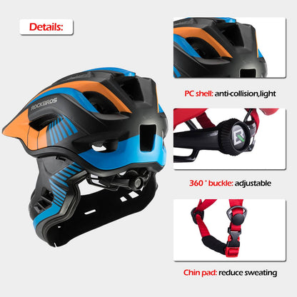 ROCKBROS fullface kinderhelm voor bmx step en fietsen #Oranje