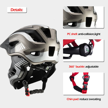 ROCKBROS fullface kinderhelm voor bmx step en fietsen #Zwart