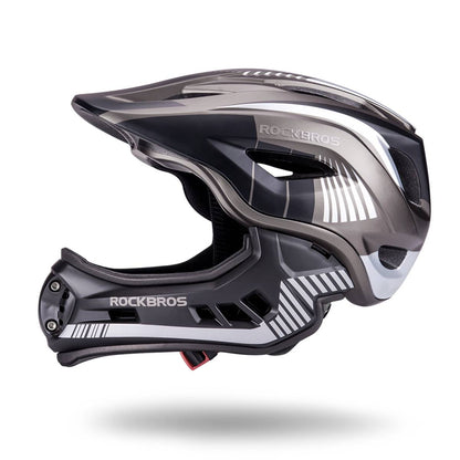 ROCKBROS fullface kinderhelm voor bmx step en fietsen #Zwart