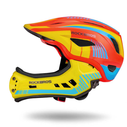ROCKBROS fullface kinderhelm voor bmx step en fietsen #Geel