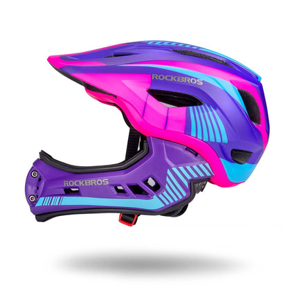 ROCKBROS fullface kinderhelm voor bmx step en fietsen #Paars