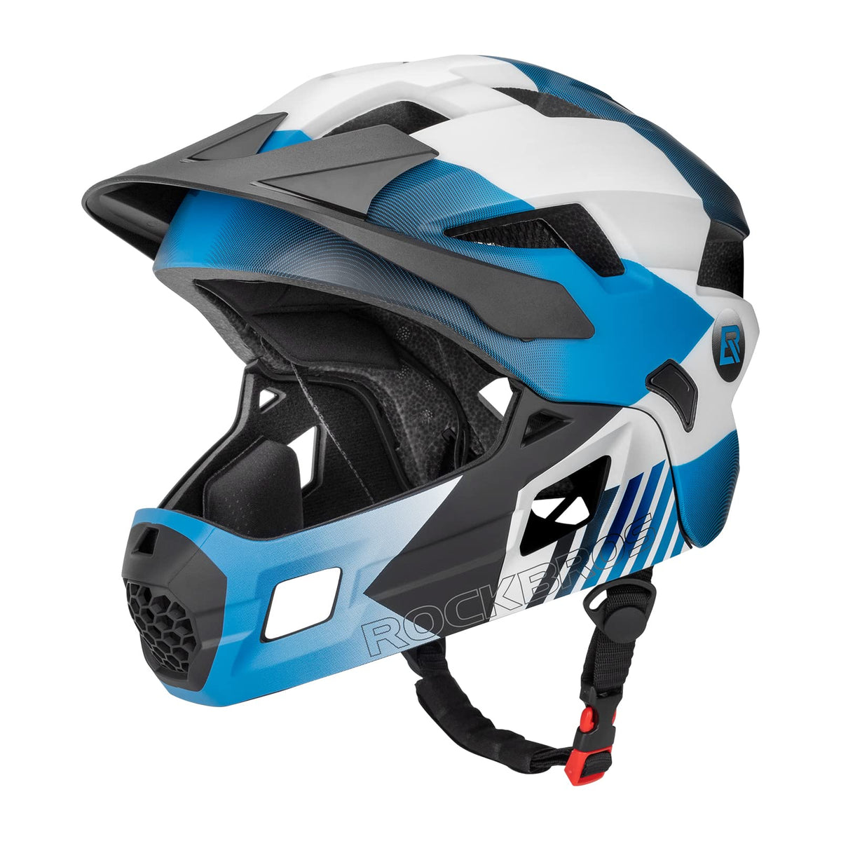 #Blauw ROCKBROS fullface kinderhelm voor bmx, mtb en skateboard met ventilatie