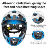 #Blauw ROCKBROS fullface kinderhelm voor bmx, mtb en skateboard met ventilatie
