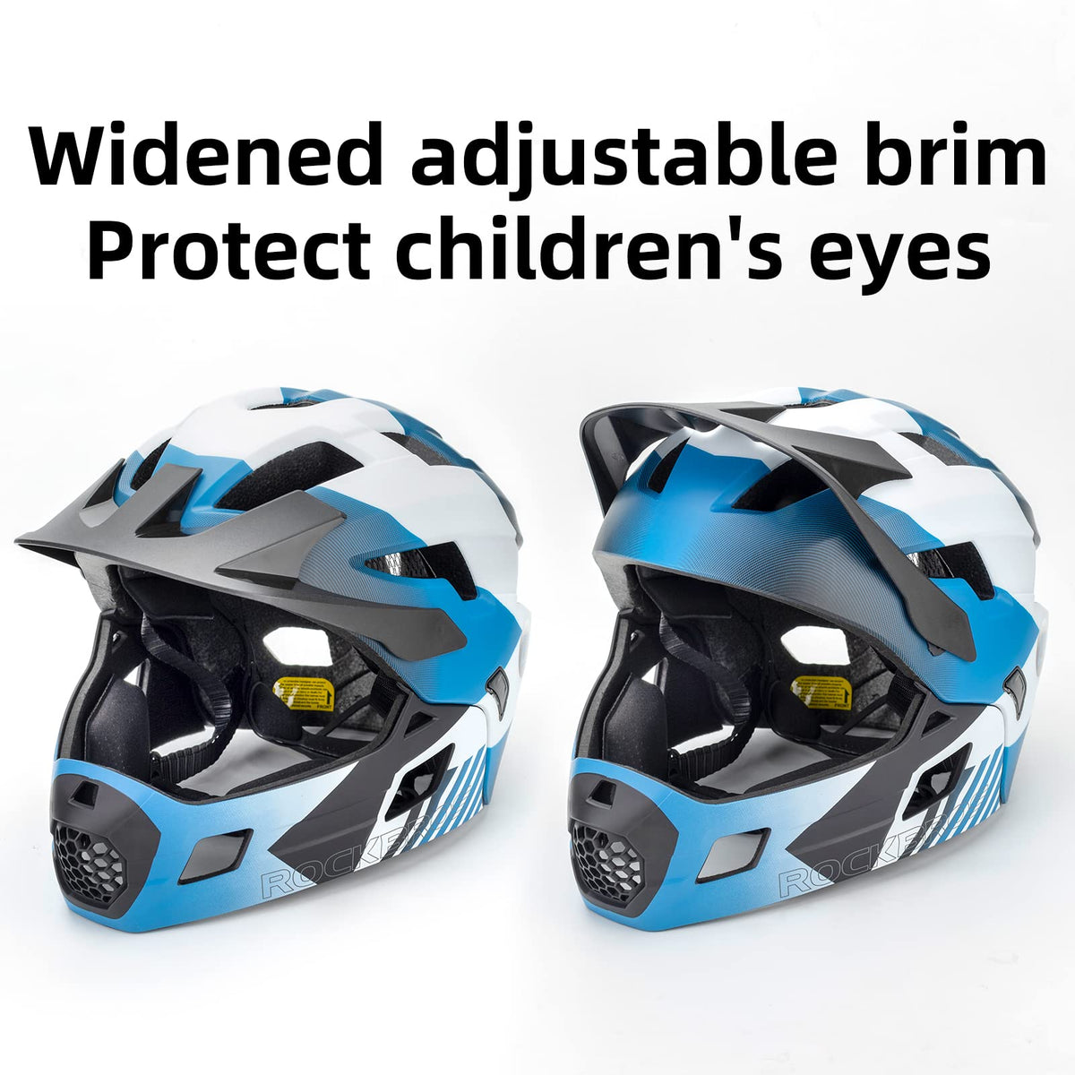 #Blauw ROCKBROS fullface kinderhelm voor bmx, mtb en skateboard met ventilatie