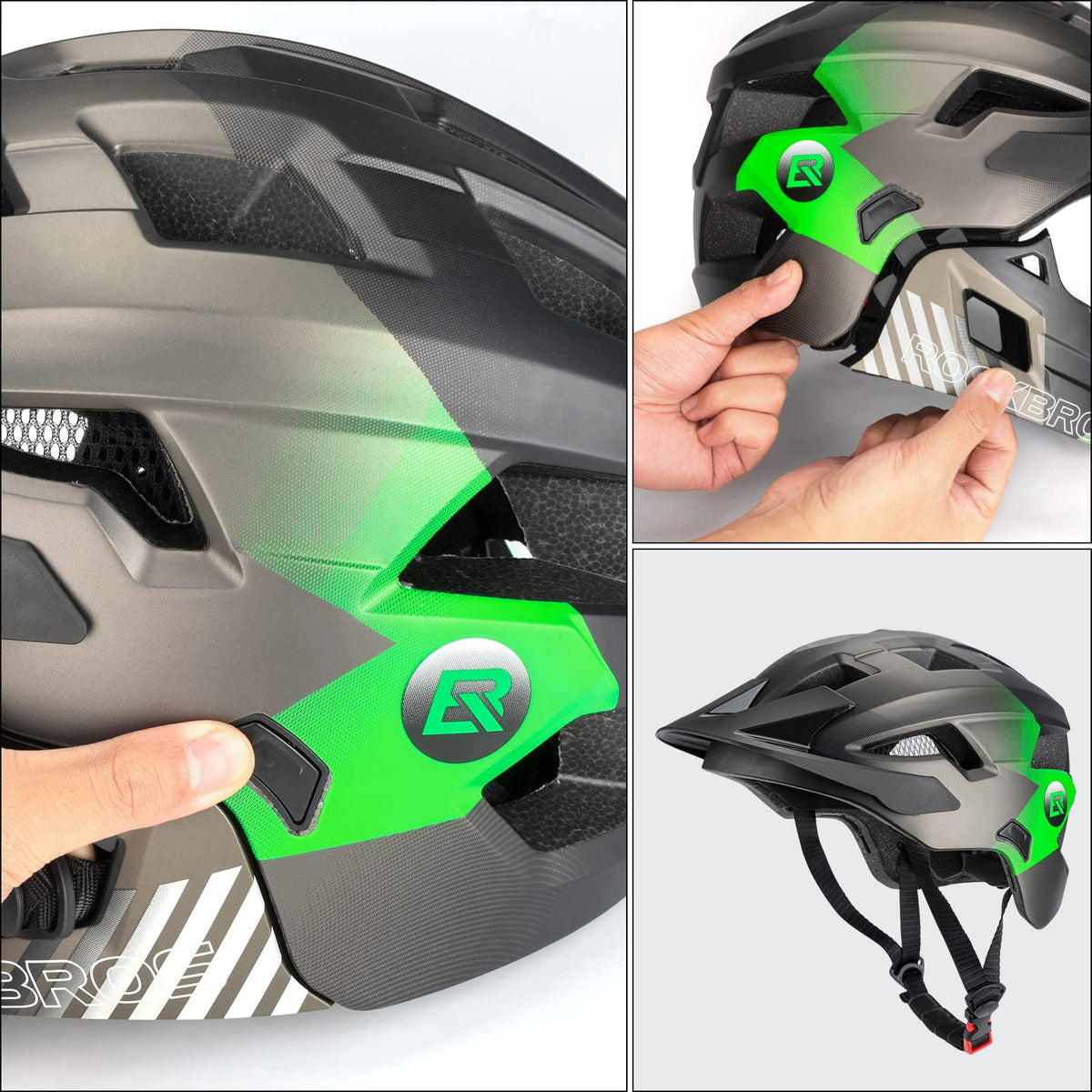 #Groen ROCKBROS fullface kinderhelm voor bmx, mtb en skateboard met ventilatie