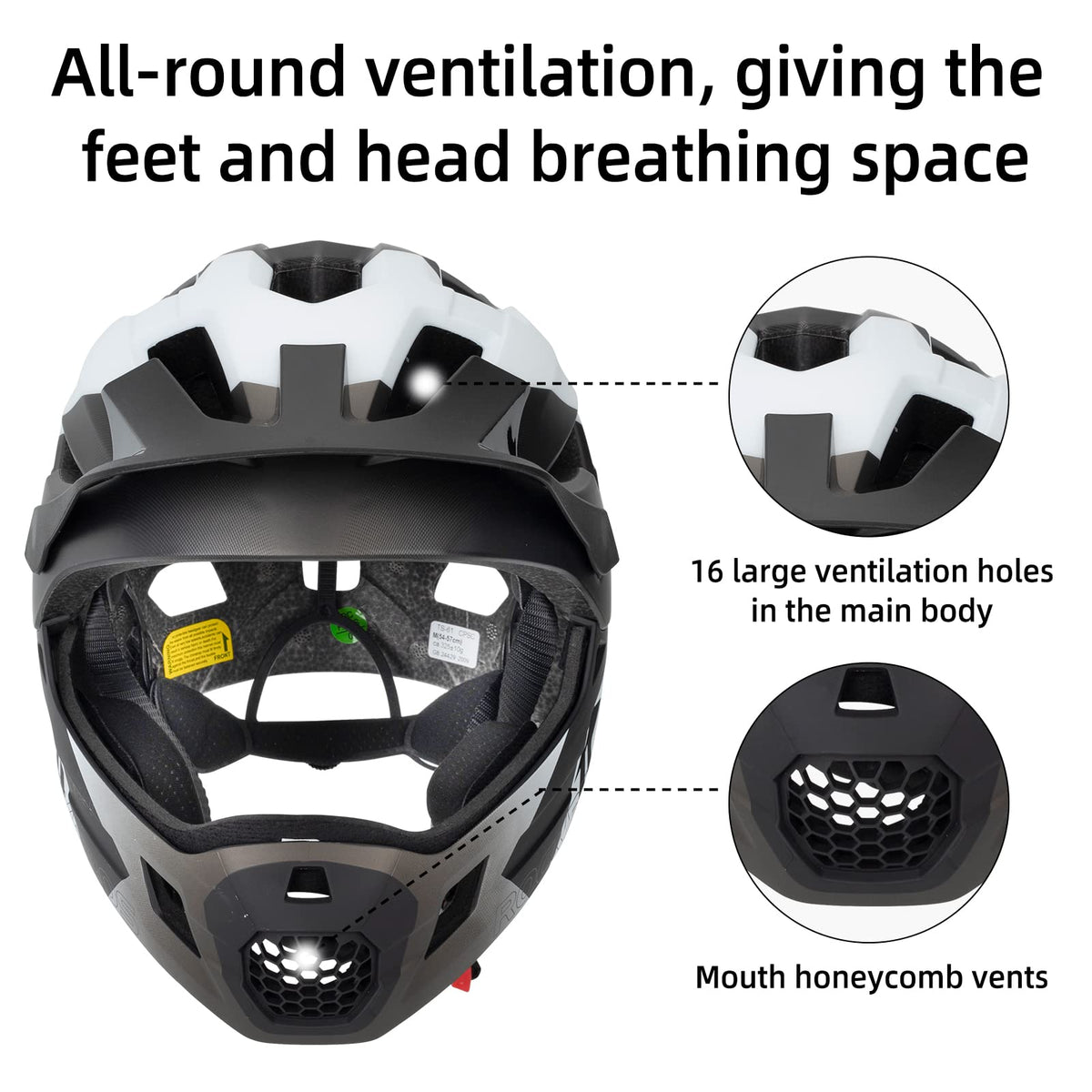 #Titanium ROCKBROS fullface kinderhelm voor bmx, mtb en skateboard met ventilatie
