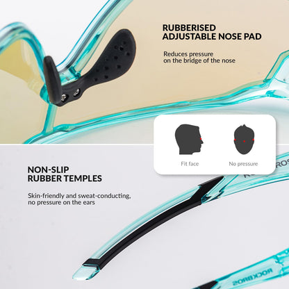 ROCKBROS Kids Photochromic Cycling Glasses UV400 Protection with TR90 Frame #Color_Transparent Blue