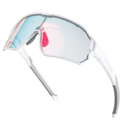 ROCKBROS Kids Photochromic Cycling Glasses UV400 Protection with TR90 Frame #Color_White