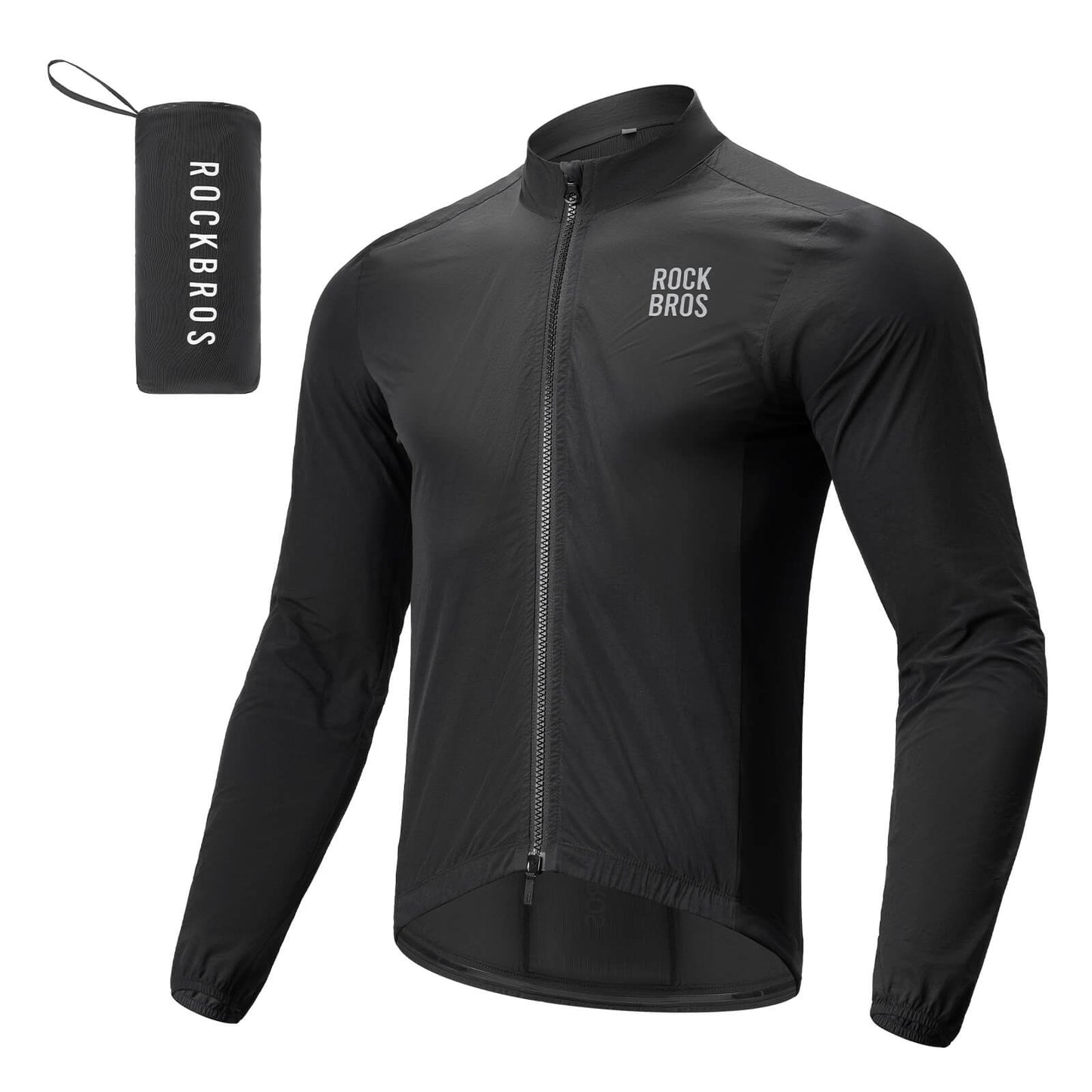 ROCKBROS long-seeved cycling windbreaker jas foldable#black