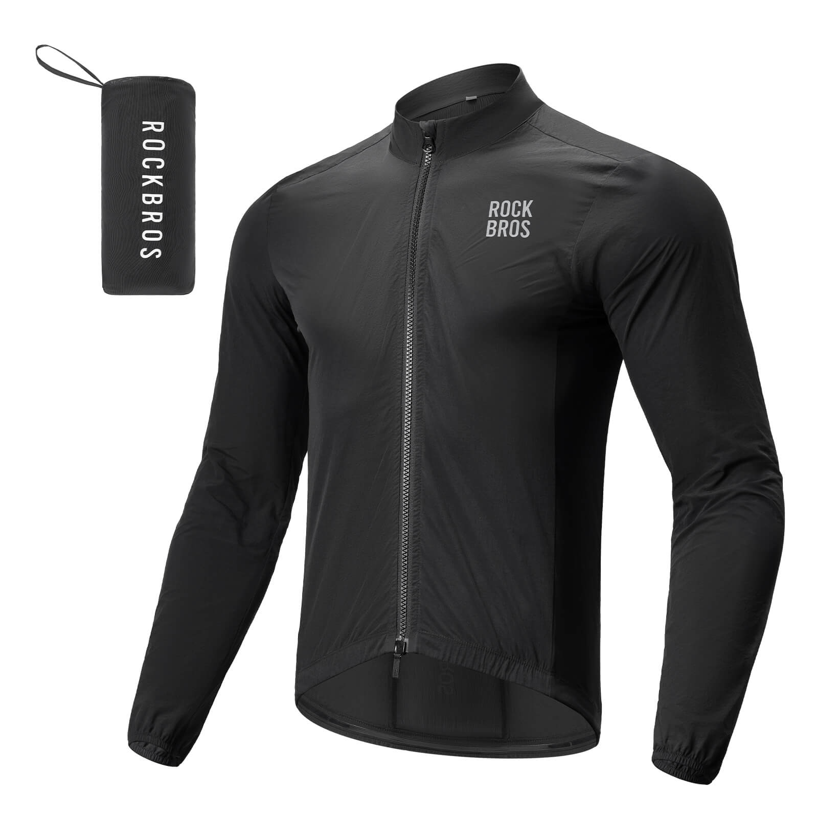 ROCKBROS long-seeved cycling windbreaker jas foldable#black