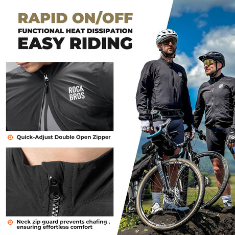 ROCKBROS long-seeved cycling windbreaker jas foldable#brown