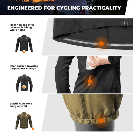 ROCKBROS long-seeved cycling windbreaker jas foldable#brown