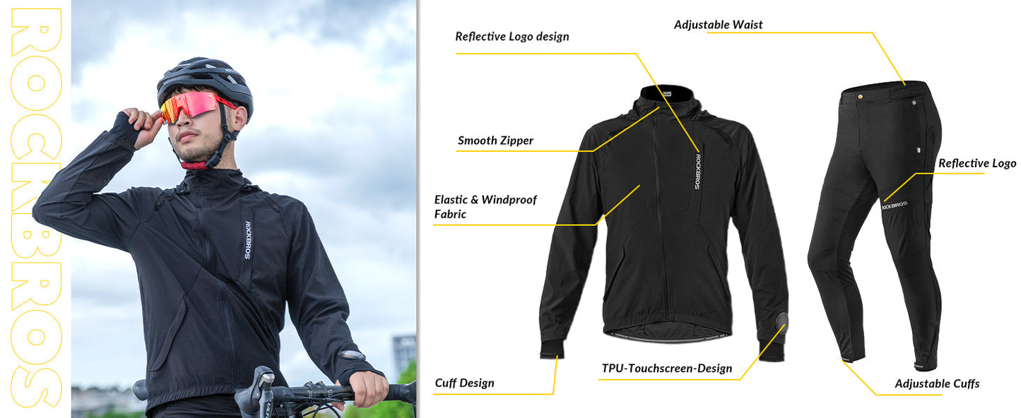 ROCKBROS Men's Breathable Cycling Clothing Set for Summer and Autumn