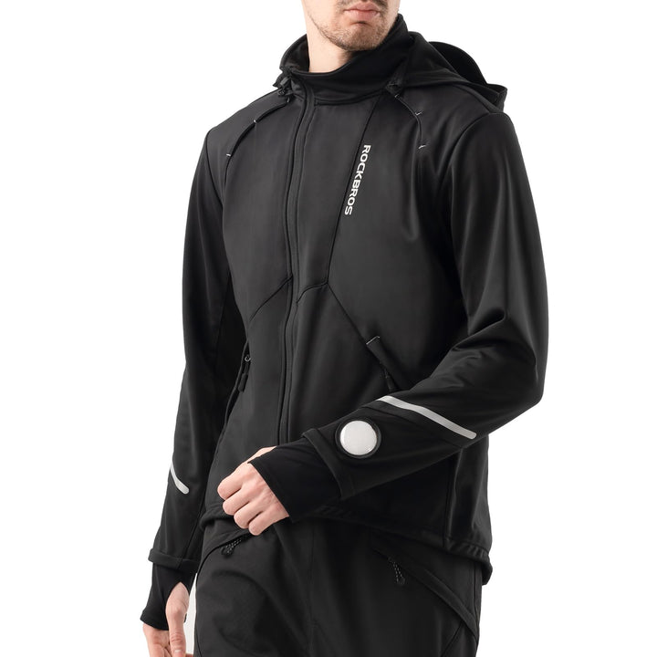 Heren fietsjack met thermische fleece en reflecterende details
