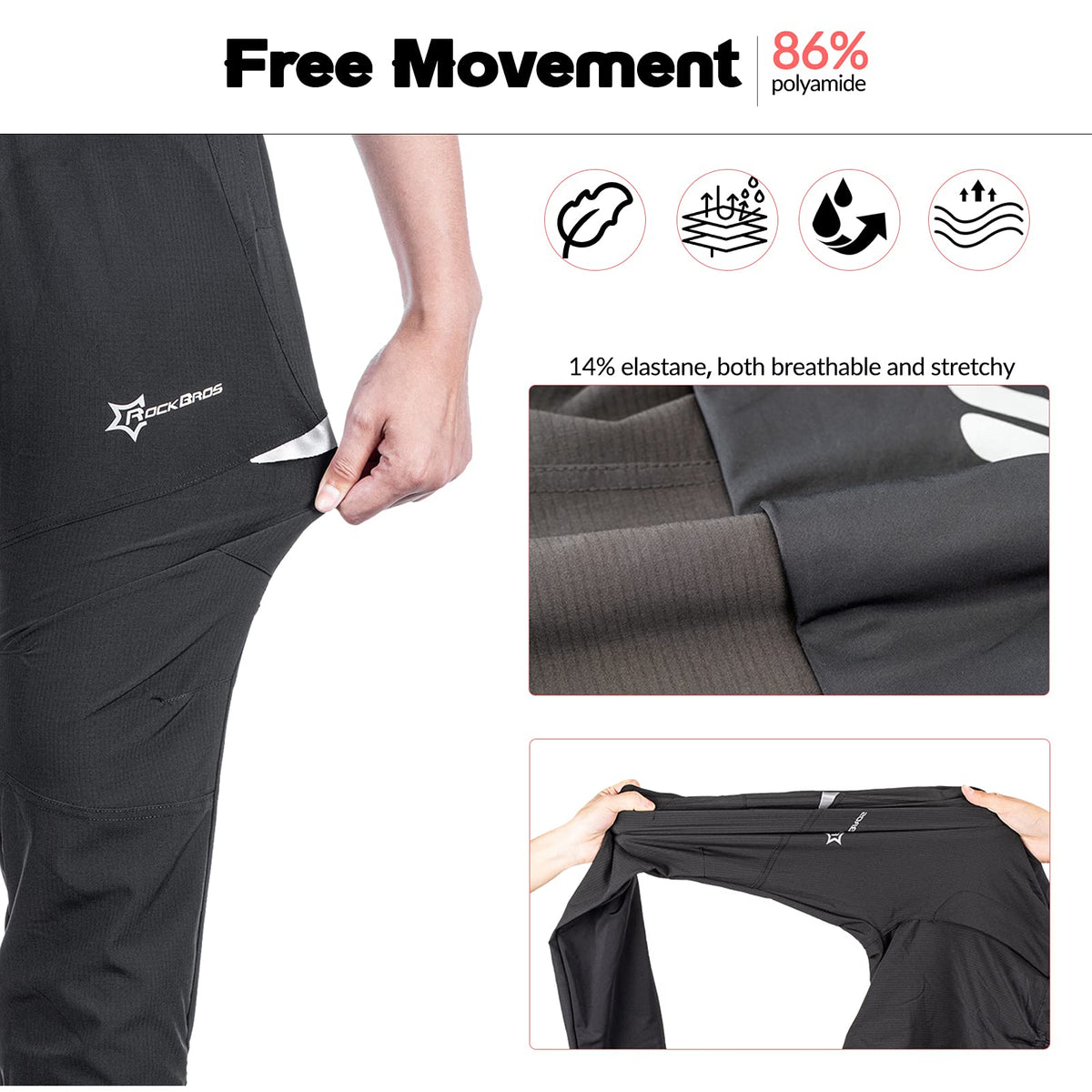 YPK010-1 elastische fietsbroek voor heren