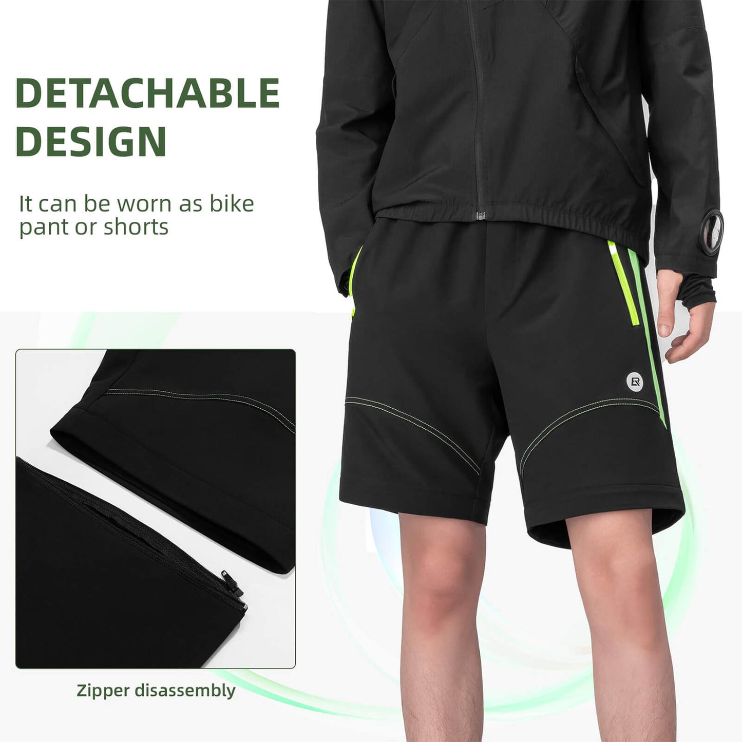 Men's Double-Layer Detachable Cycling Trousers with Padding Breathable