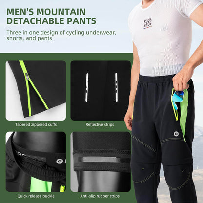 Men's Double-Layer Detachable Cycling Trousers with Padding Breathable
