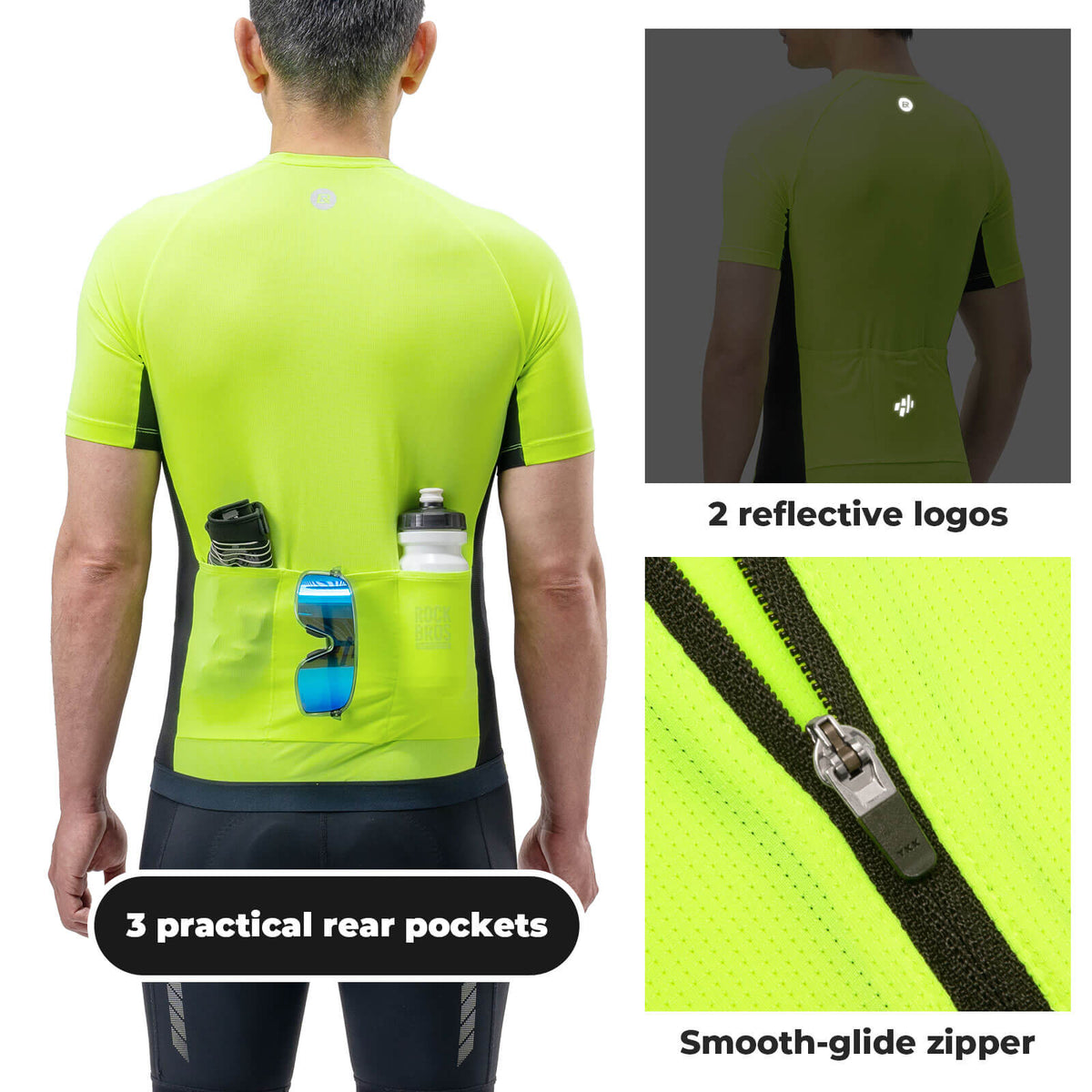 Heren fietsshirt met korte mouwen en reflecterende details