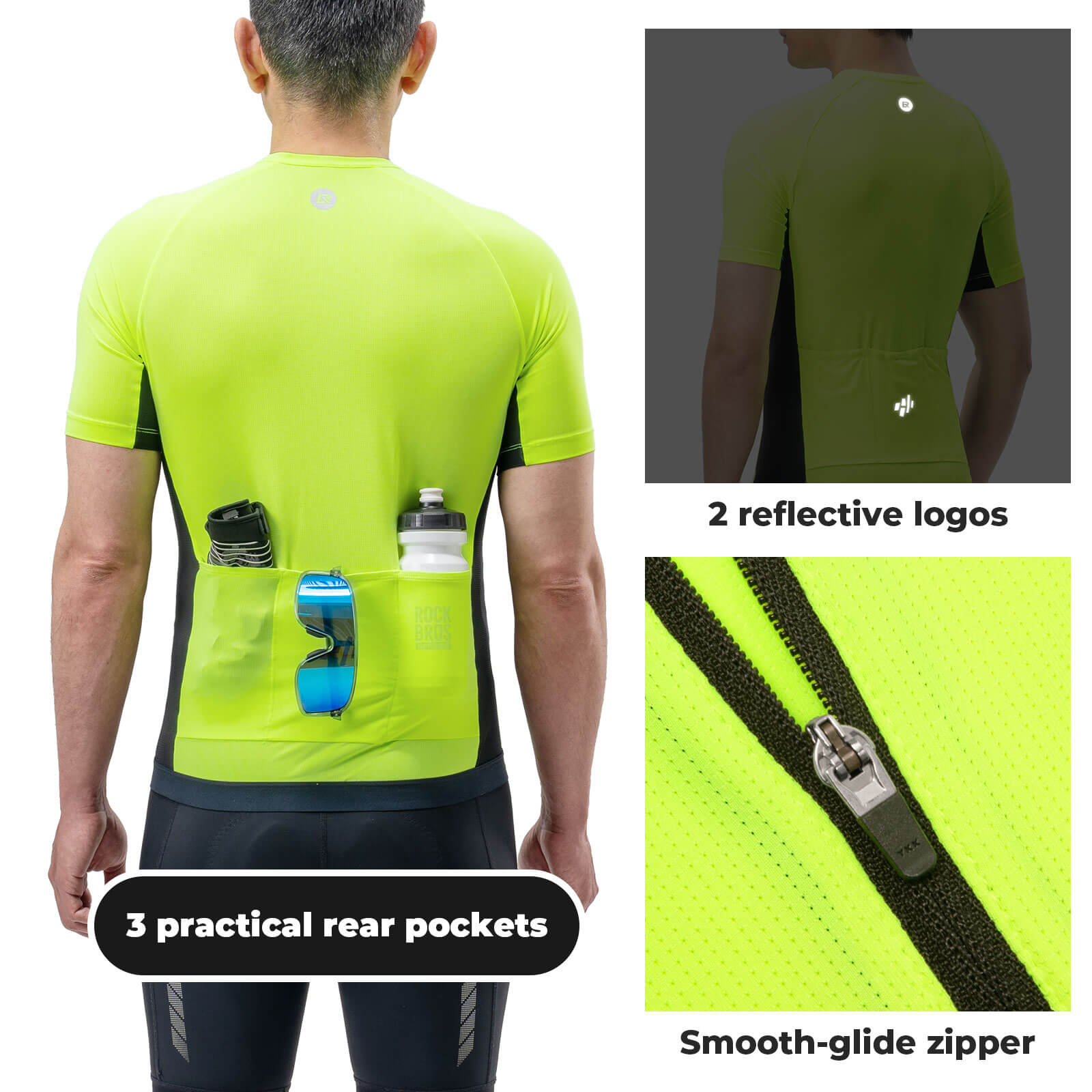 ROCKBROS heren short-sleeve fietsshirt reflecterend#2xl