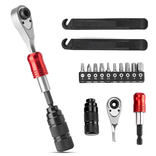 ROCKBROS mini ratchet sleutel met 10 bits en magnetische bandensleutel