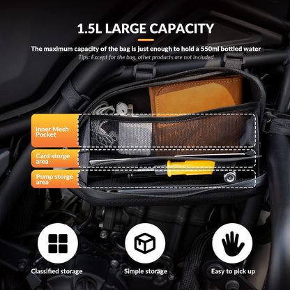 ROCKBROS Motorcycle Bag Motorcycle Water-Repellent Tool Bag 1.5L Black #Style_Left+Right