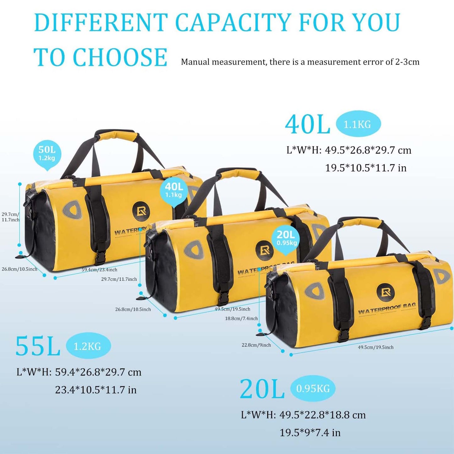 ROCKBROS Motorcycle Saddle Bag 100% Waterproof Travel Bag with Shoulder 
