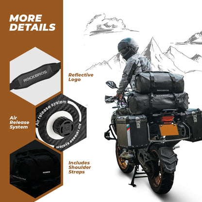 ROCKBROS Motorcycle Tail Bag 100% Waterproof Motorcycle Travel Luggage Bag #Size_60L