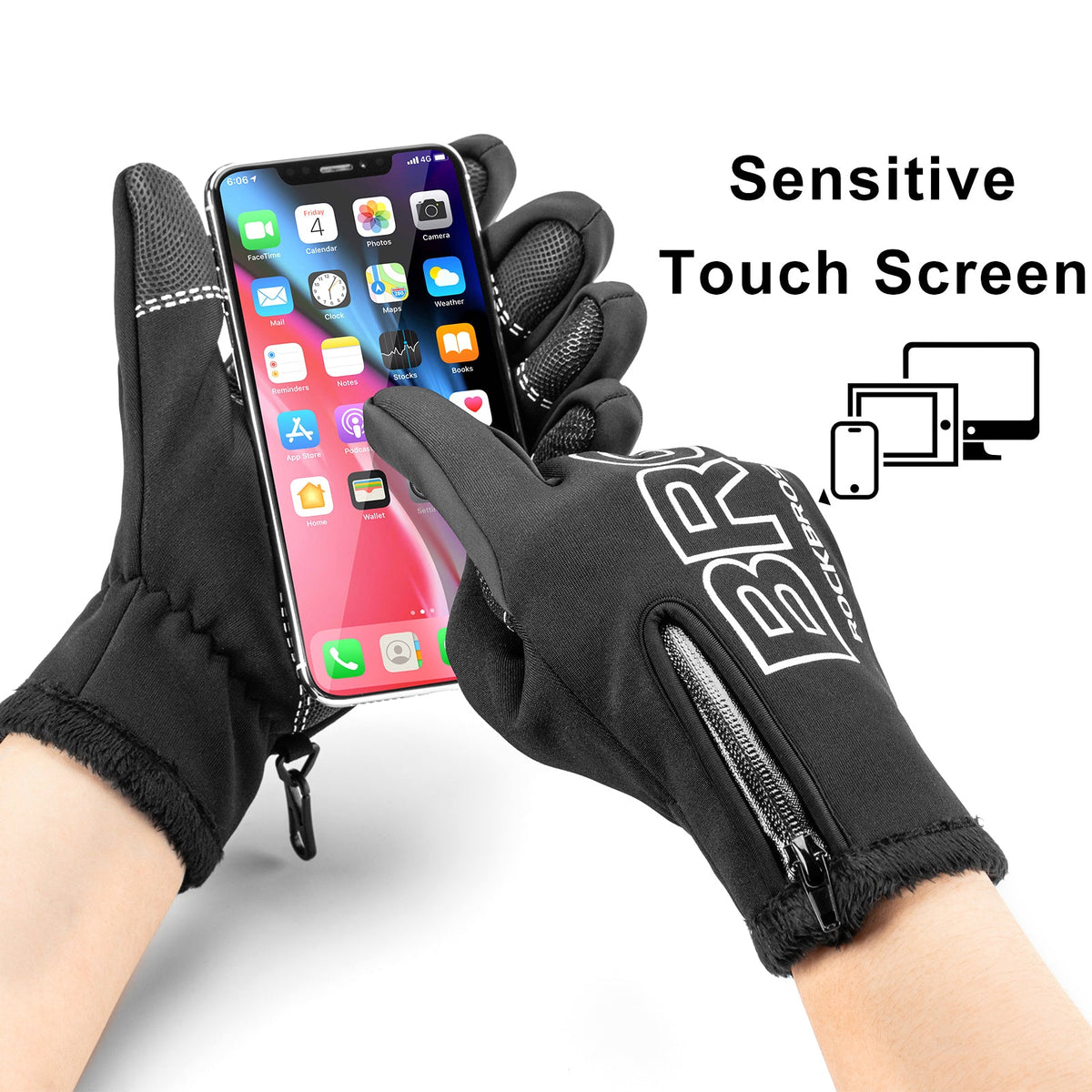 Windwerende fleece winterhandschoenen met touchscreen
