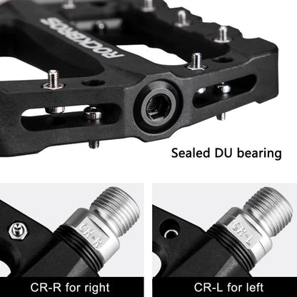 ROCKBROS Nylon Bike Pedals 9/16" Cycling Flat Pedals Widened Type #Color_Black