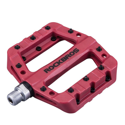 ROCKBROS Nylon Bike Pedals 9/16" Cycling Flat Pedals Widened Type #Color_Red