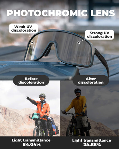 ROCKBROS fotochromische fietsbril uv400 met anti-condens pc lens#kleur_zwart
