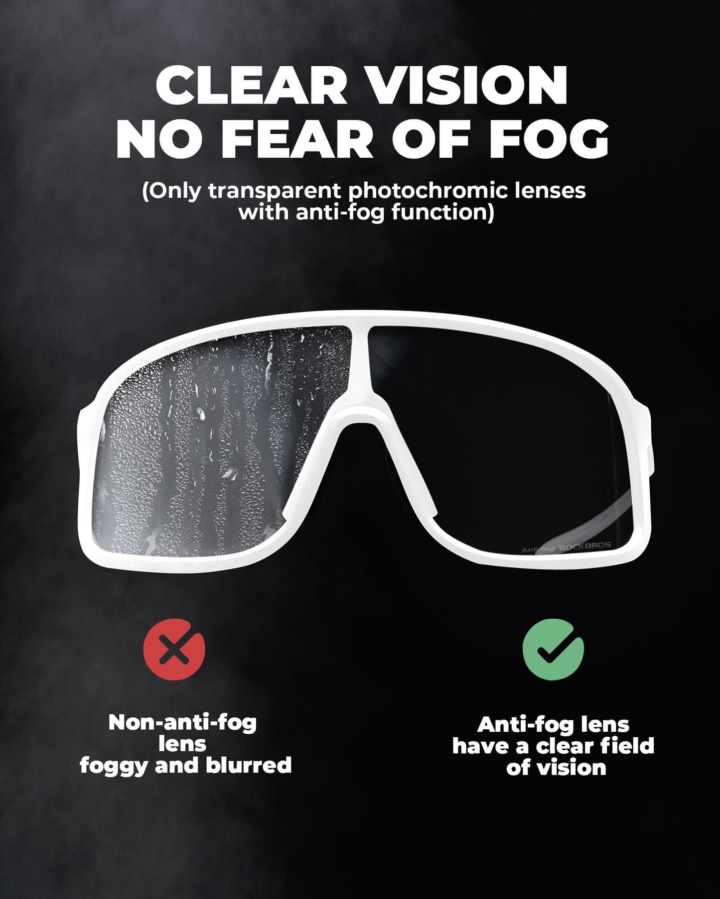 ROCKBROS fotochromische fietsbril uv400 met anti-condens pc lens#kleur_zwart