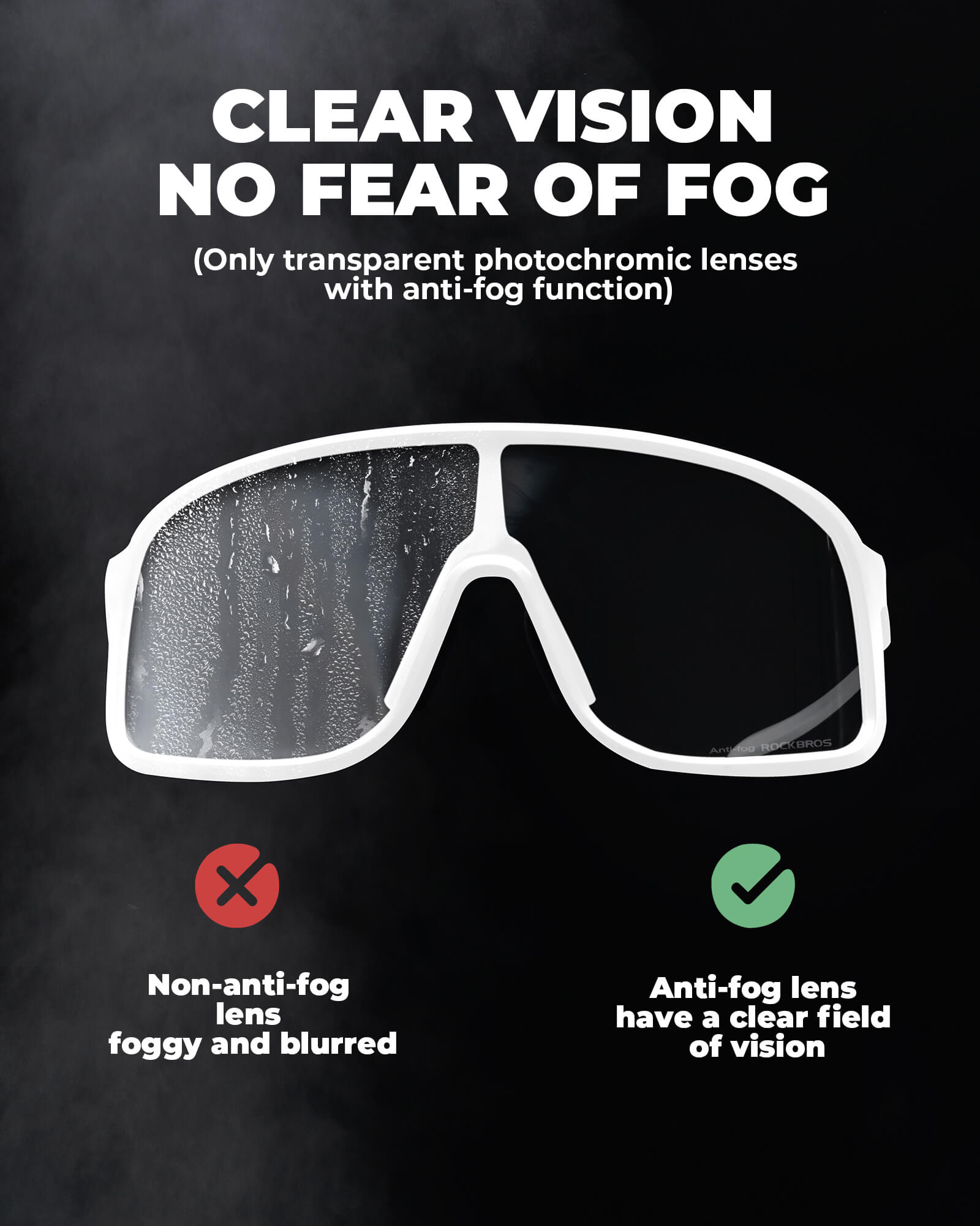 ROCKBROS fotochromische fietsbril uv400 met anti-condens pc lens#kleur_zwart