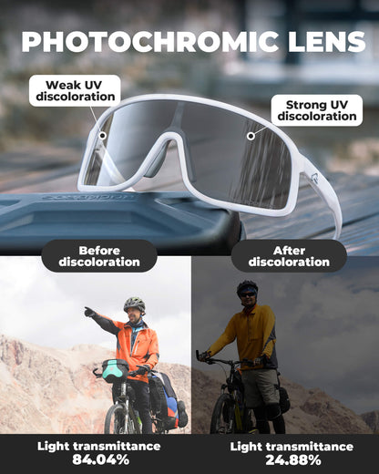 ROCKBROS fotochromische fietsbril uv400 met anti-condens pc lens#kleur_wit