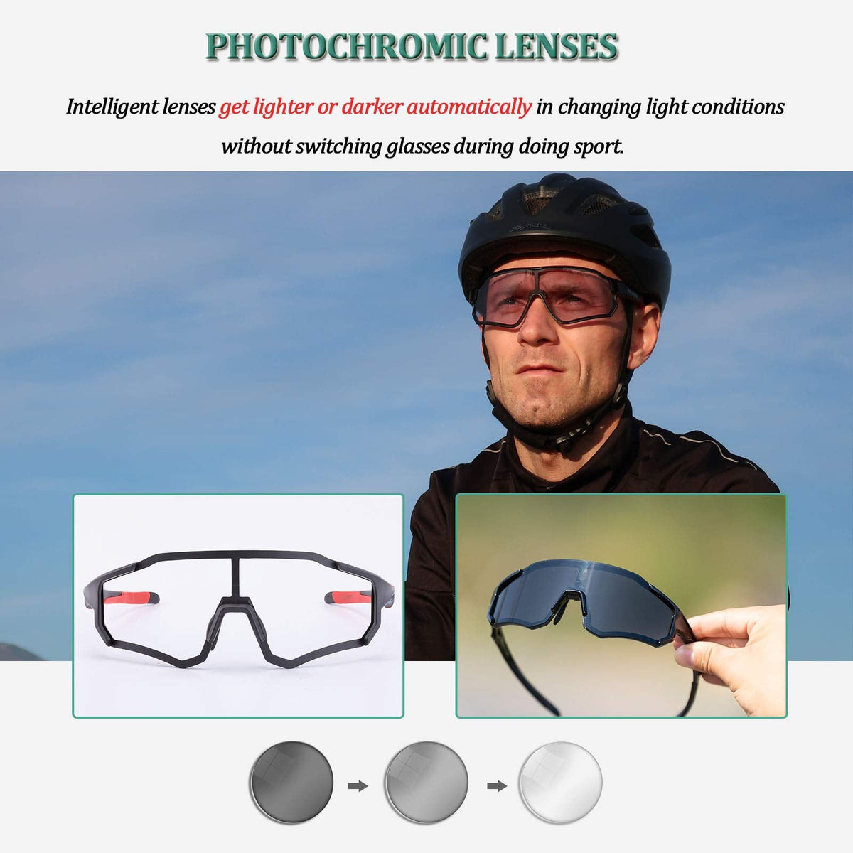 ROCKBROS fotochromische fietsbril tr90 full frame uv400
