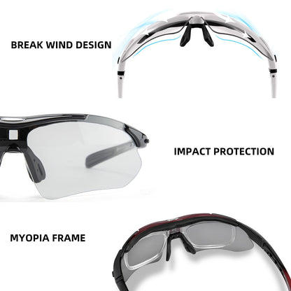 ROCKBROS Photochromic Outdoor Sport Sunglasses With Changeable Straps #Color_Black
