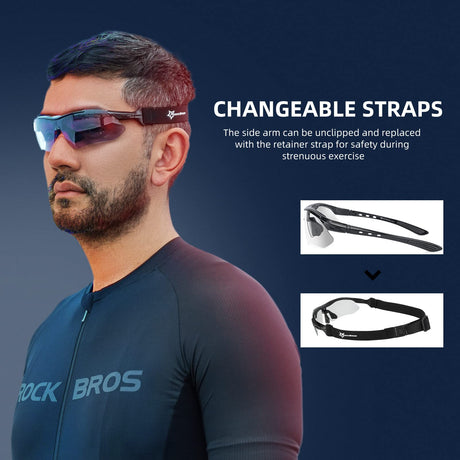 ROCKBROS fotochromische sportbril met verwisselbare band#kleur_rood