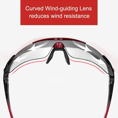 ROCKBROS Photochromic Outdoor Sport Sunglasses With Changeable Straps #Color_Red