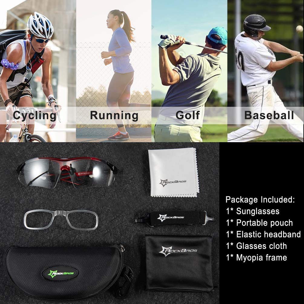 ROCKBROS fotochromische sportbril met verwisselbare band#kleur_rood