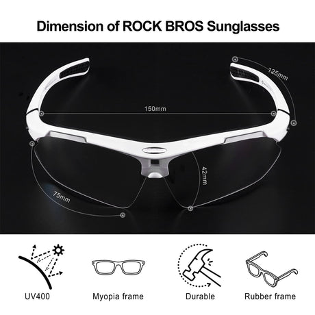 ROCKBROS fotochromische sportbril met verwisselbare band#kleur_wit