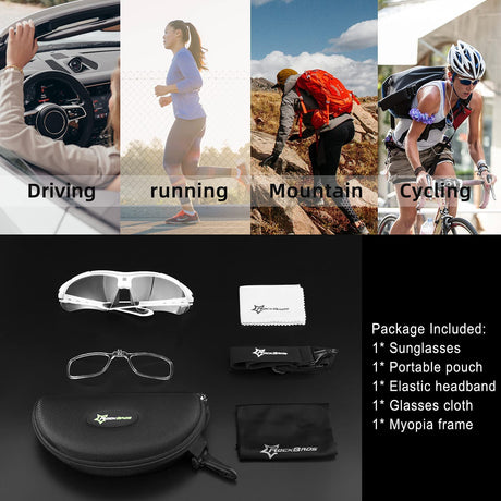 ROCKBROS fotochromische sportbril met verwisselbare band#kleur_wit
