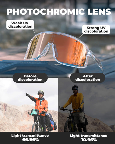 ROCKBROS fotochromische fietsbril uv400 met licht tr90 montuur unisex#kleur_lavendelgrijs
