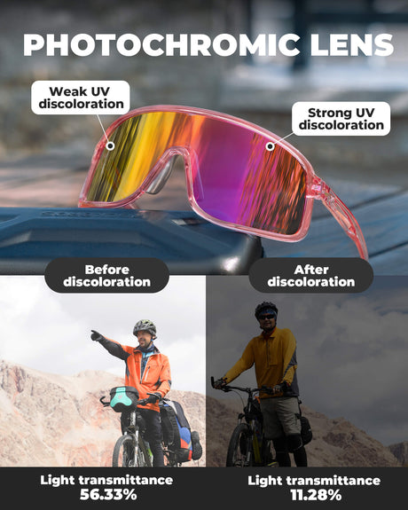 ROCKBROS fotochromische fietsbril uv400 met licht tr90 montuur unisex#kleur_lavendelgrijs