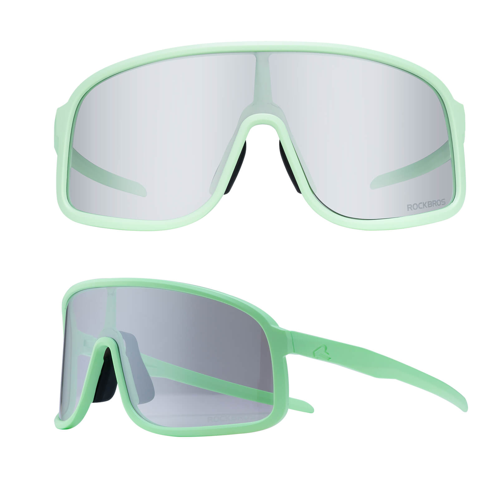 ROCKBROS fotochromische fietsbril uv400 met licht tr90 montuur unisex#kleur_mintgroen