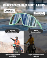 ROCKBROS fotochromische fietsbril uv400 met licht tr90 montuur unisex#kleur_mintgroen