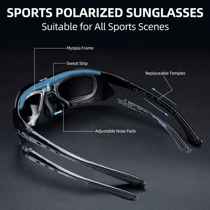 ROCKBROS Polarized Cycling Sunglasses with 5 Interchangeable Lenses ALT #color_Black Grey