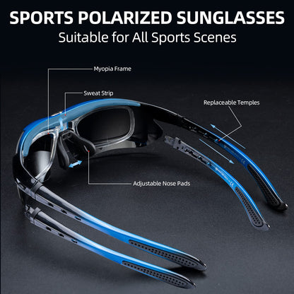 ROCKBROS Polarized Cycling Sunglasses with 5 Interchangeable Lenses ALT #color_Blue