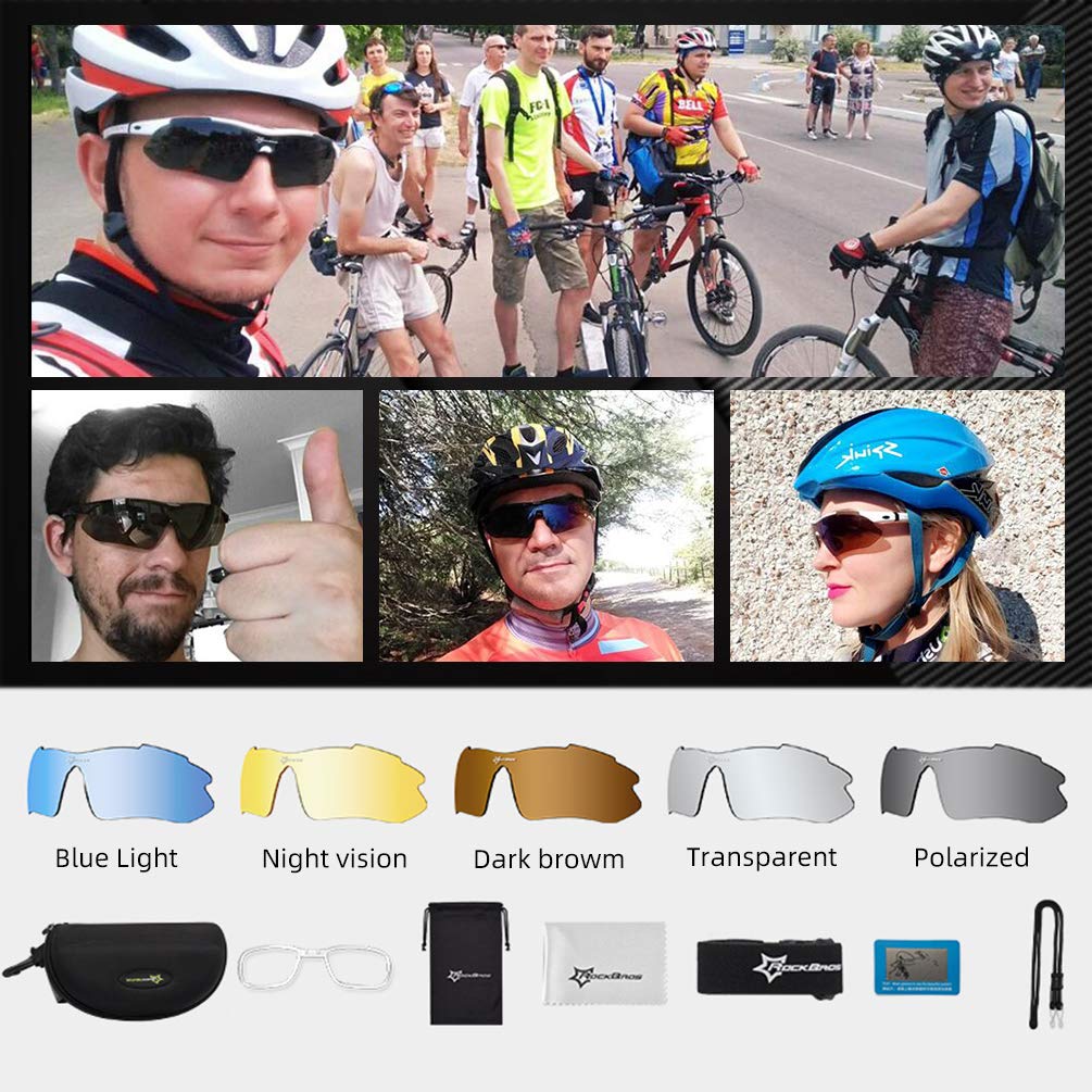 ROCKBROS Polarized Cycling Sunglasses with 5 Interchangeable Lenses ALT #color_Red Grey